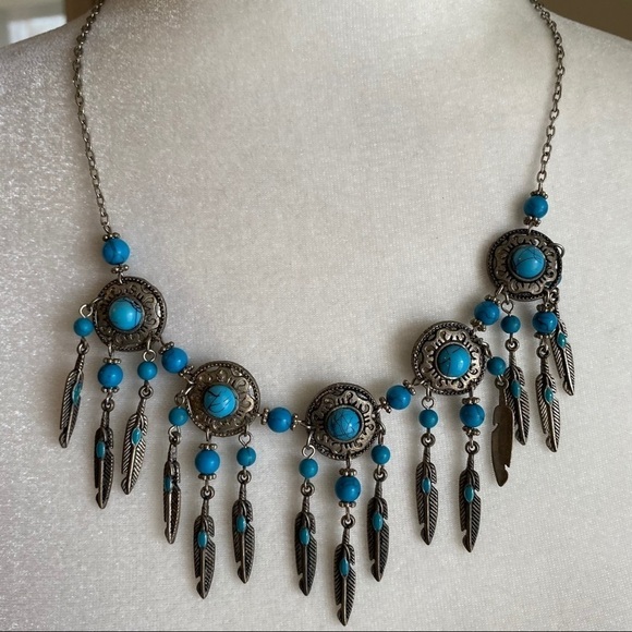 Southwestern Jewelry Strand of Turquoise Feathers - Picture 1 of 10